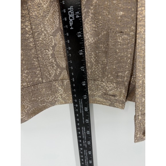 Ruby Rd Womens Jacket Snake Print Metallic Gold Button Front Cropped Size 12 - Picture 5 of 6